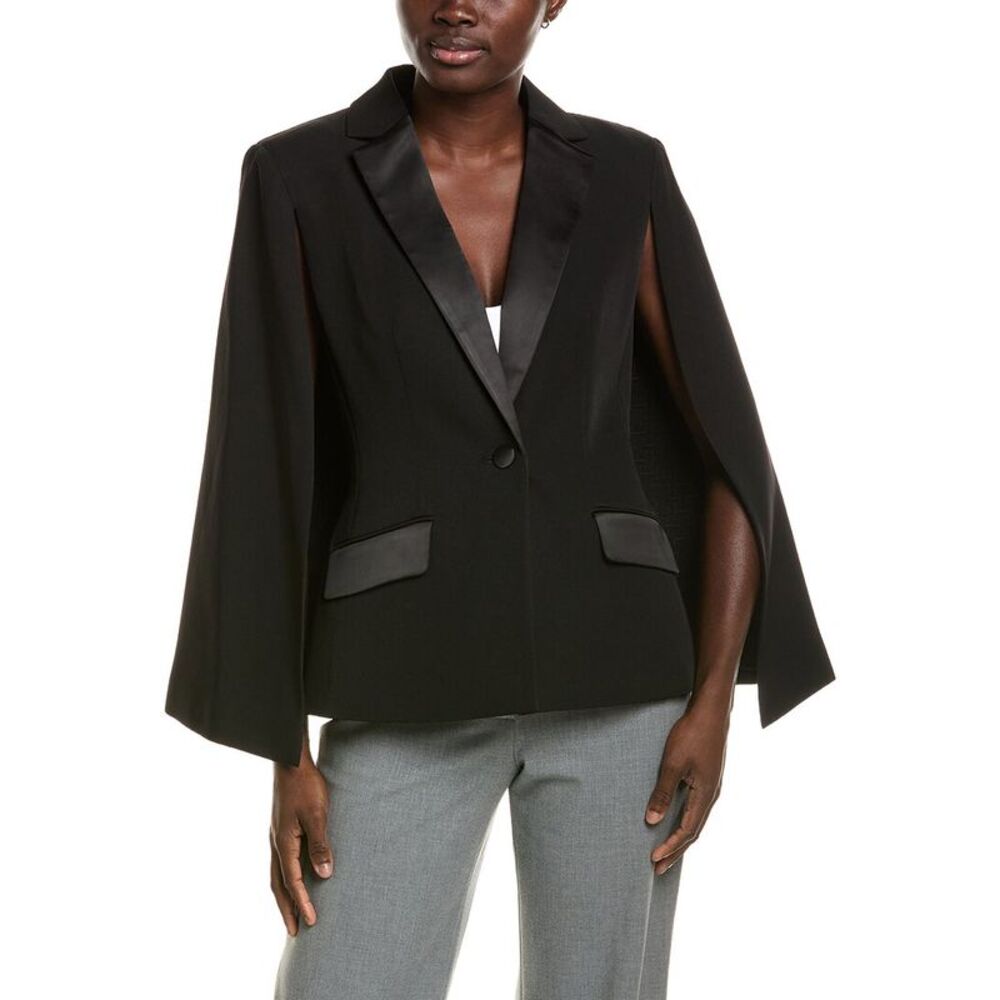 Halston Womens  Tuxedo Capelet Blazer